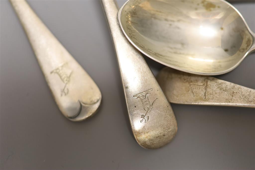 A Victorian twenty six piece part canteen of silver Old English pattern flatware, Francis Higgins, London 1891/2, 55oz.